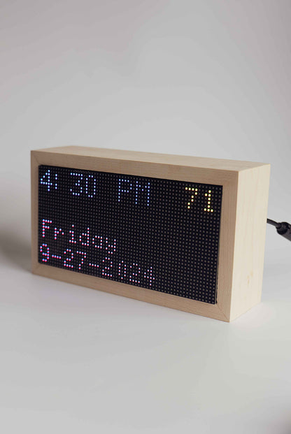 Front clock view of the Flight Radar LED Display showing real-time plane tracking