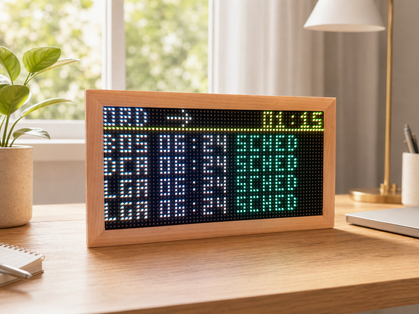 Flight Tracker Mach 2 running departure board mode, showing a live airport FIDS with scheduled departure times and flight status